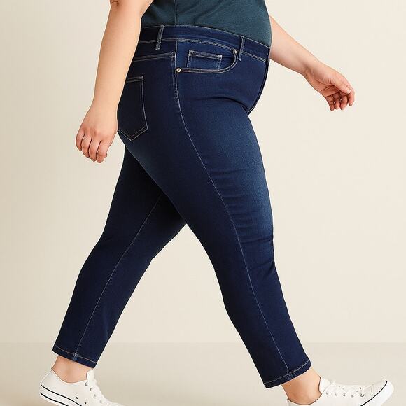Avenue Denim Girlfriend Jeans – Size 22 Tall Dark Wash Stretch - EUC - Picture 1 of 5